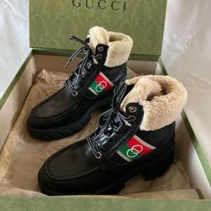 Gucci Black and Cream Women's Boots